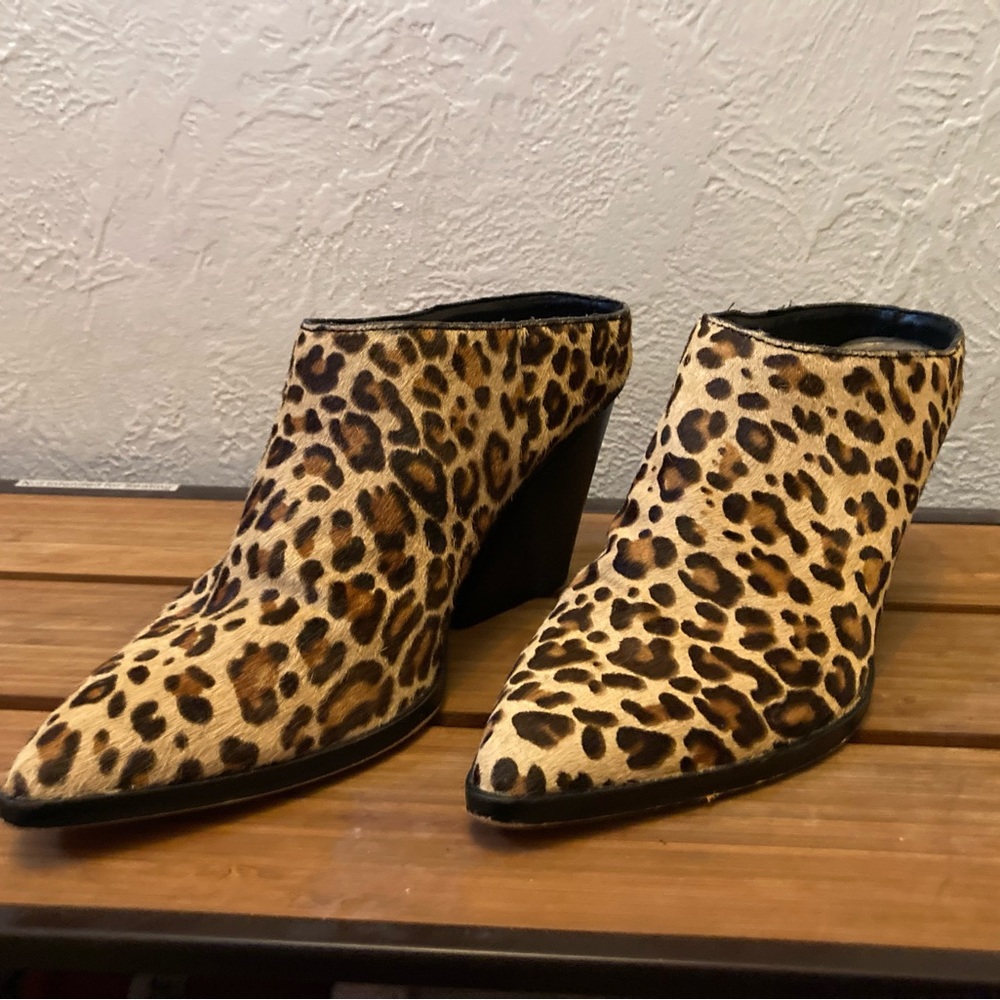 Leopard Print Women's Wedge Mules